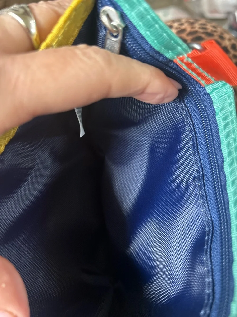NWT AEO Navy Trifold Wallet with Mint Trim